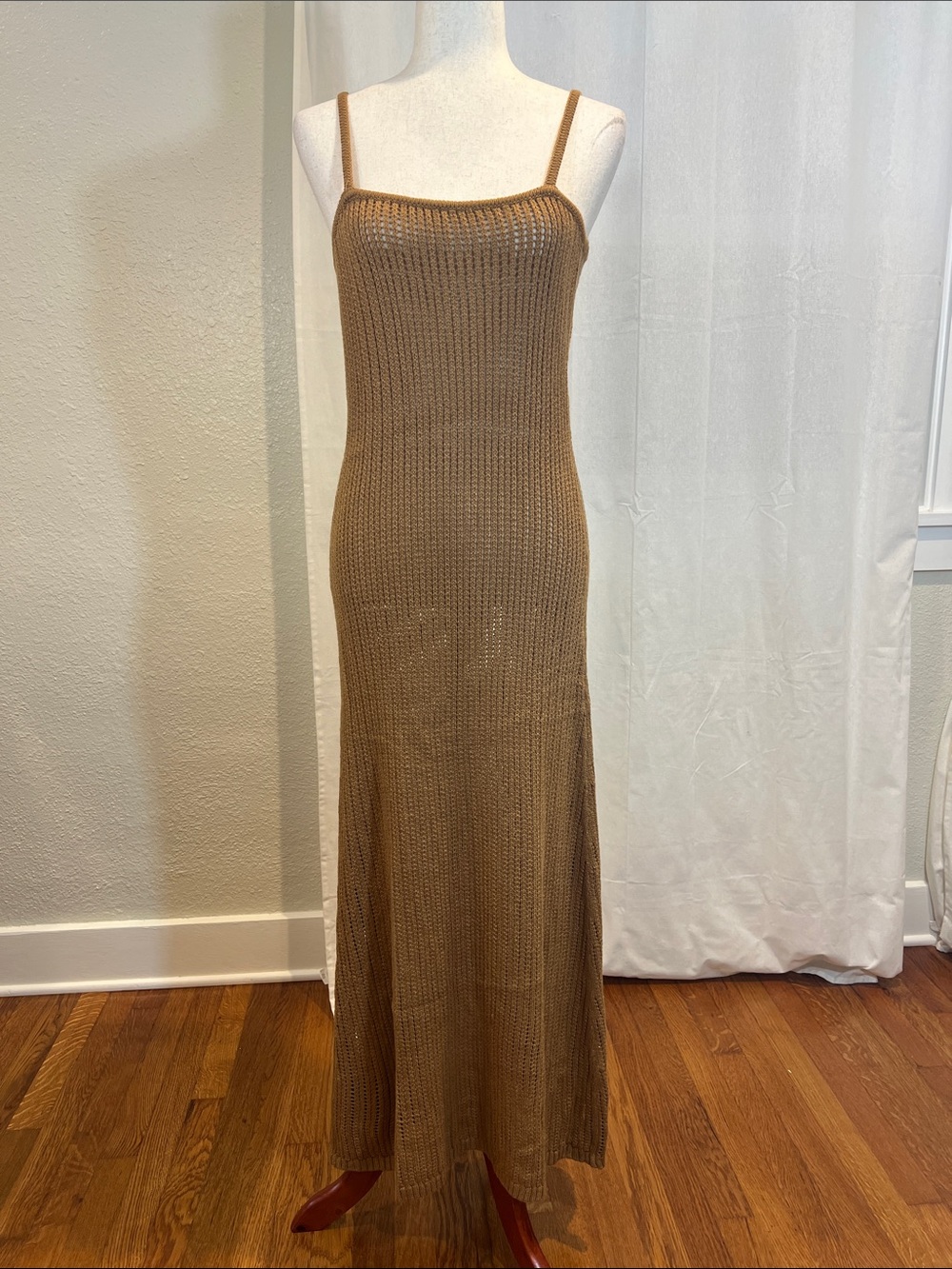 Kourt Marilena Slim Knit Maxi Dress in Warm Brown